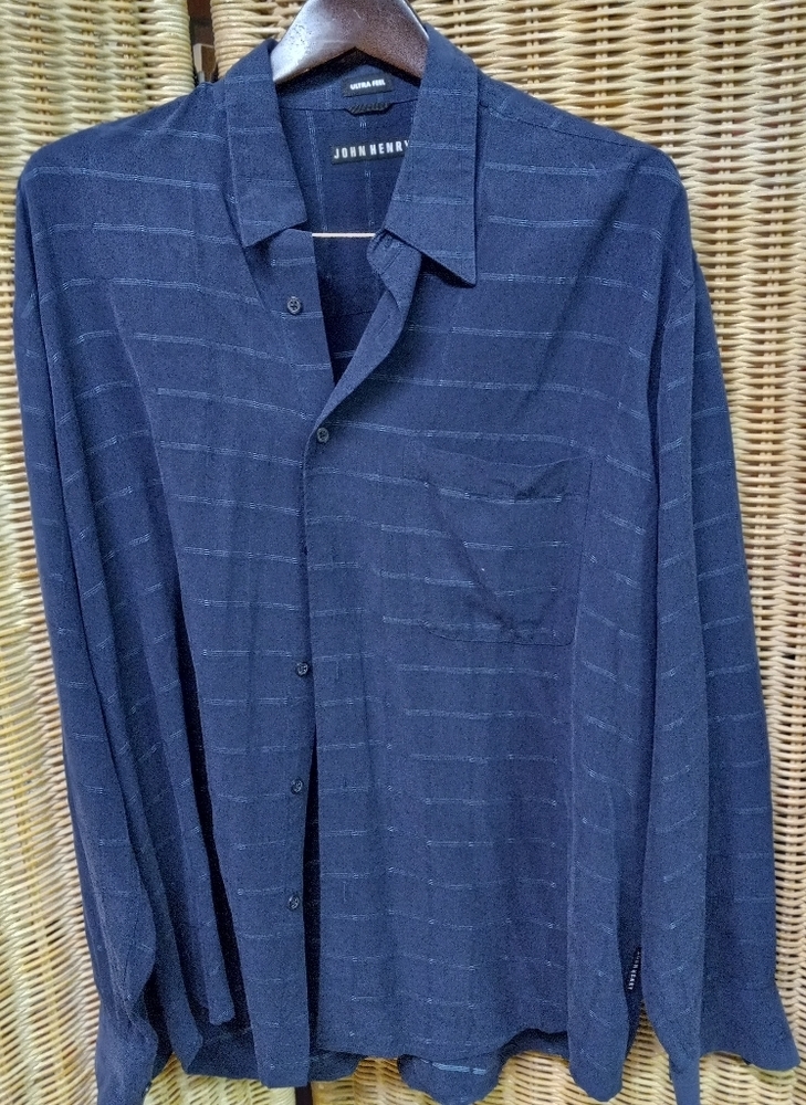 John Henry Shirt Blue Windowpanel, ULTRA FEEL Size XL/54